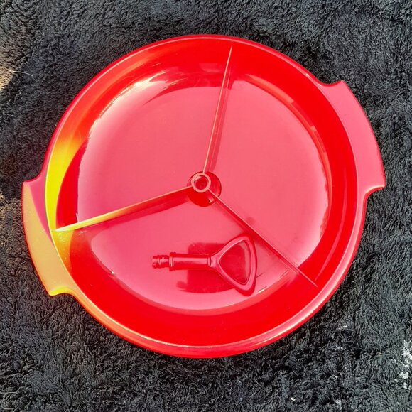 Tupperware Red Suzette 3 Part Divided Dish Relish Serving Platter  8" D - Picture 4 of 6